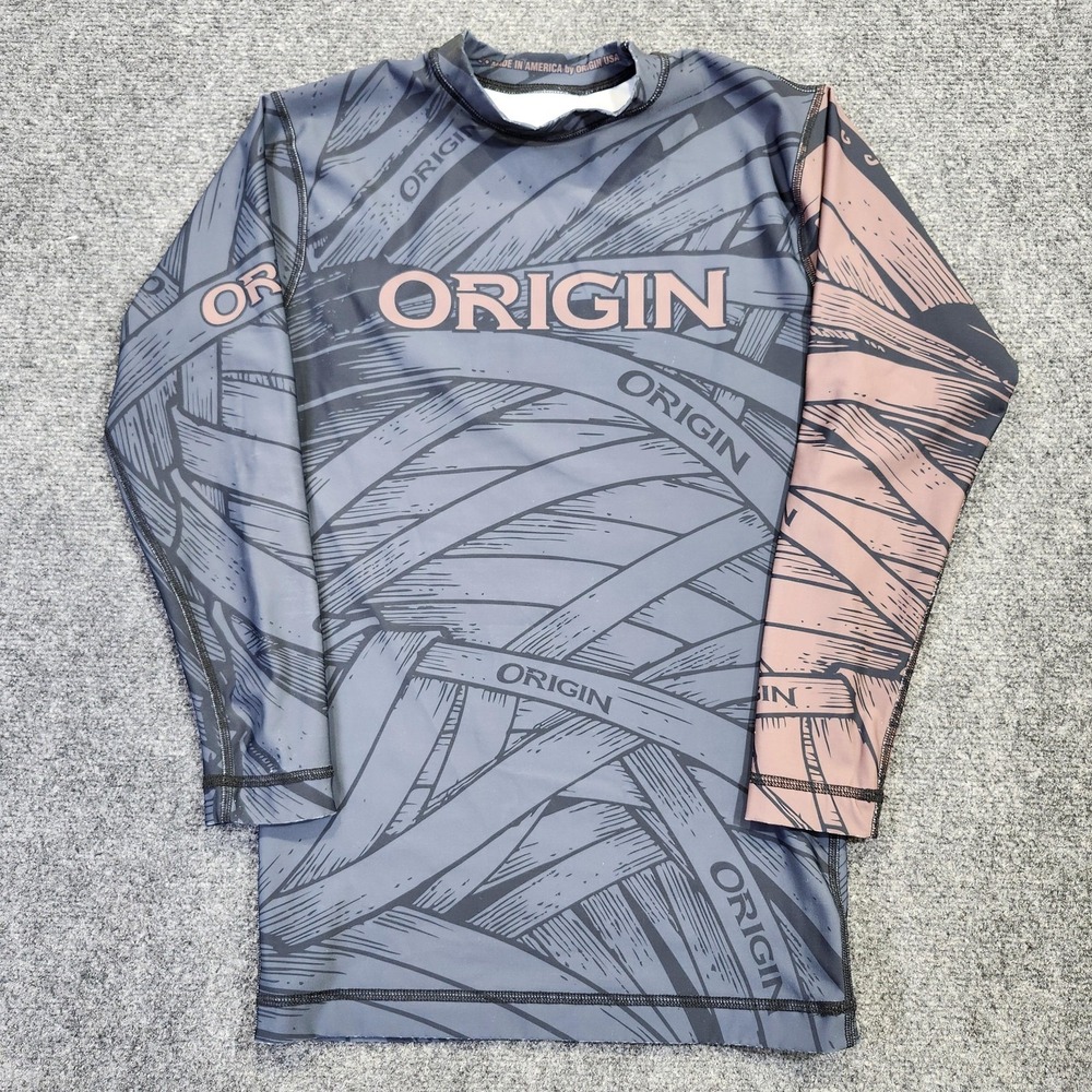 Origin USA BJJ Rash Guard Mens Large Gray Long Sleeve Compression Wrestling